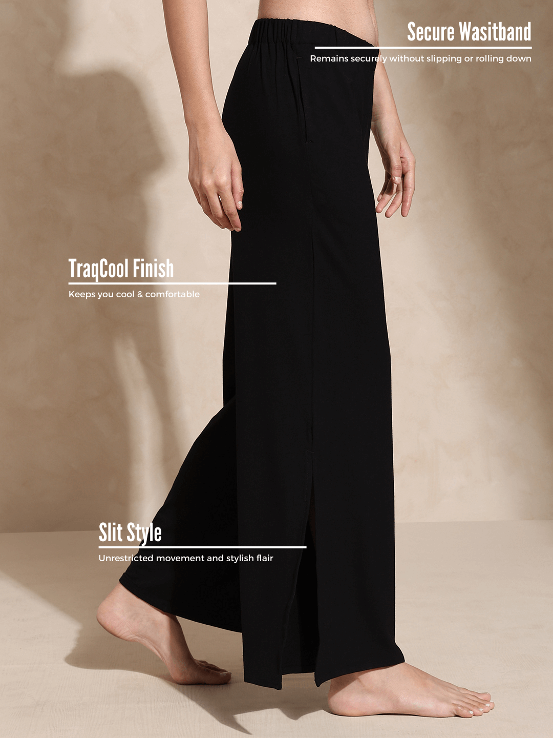 Shop-Zen Tee & Lounge Pants with Slit Black