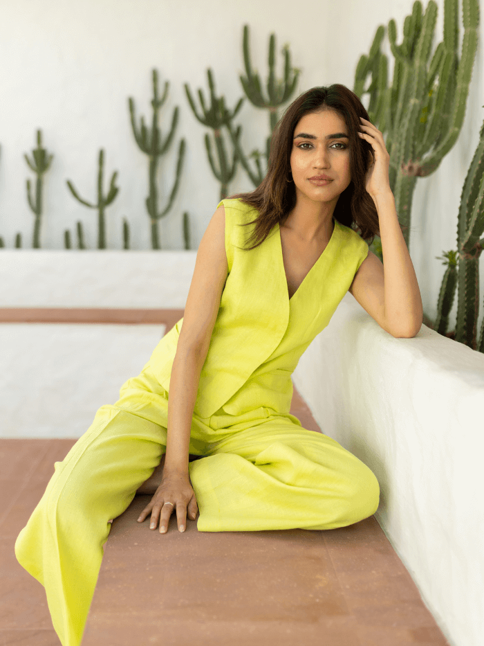 Shop-Lime Linen Waistcoat & Trousers