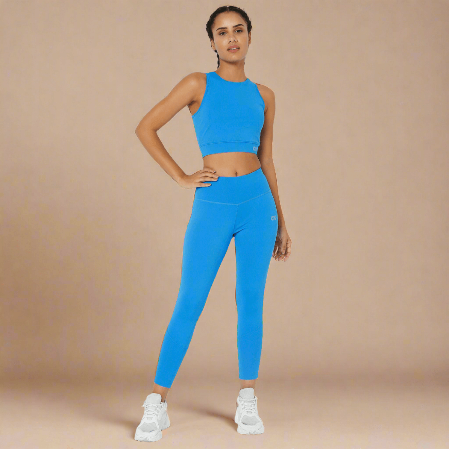 Shop-Electric Blue Cross back Crop Top & 7/8 Leggings