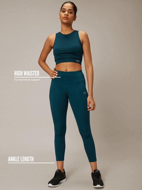 Shop-Teal Padded Cross Back Crop Top & 7/8 Leggings