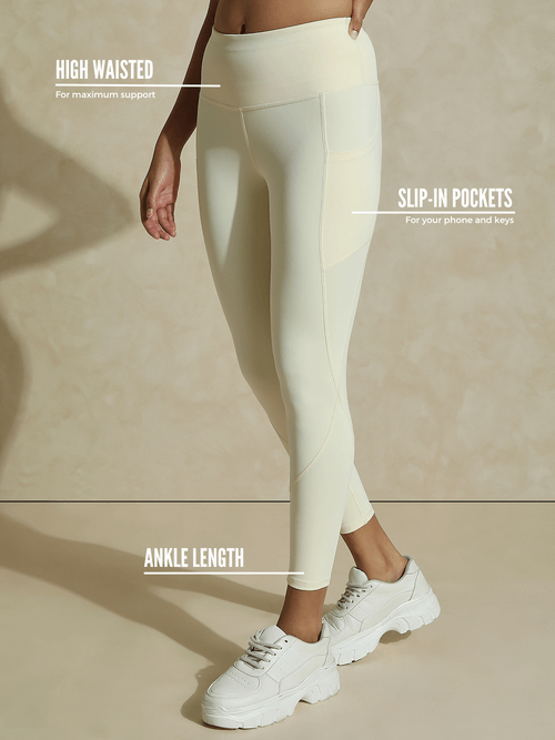 Shop-Ecru Keyhole Back Crop Top with Clasp & Aura Leggings