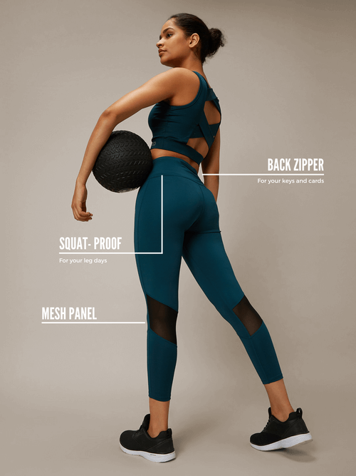 Shop-Teal Padded Cross Back Crop Top & 7/8 Leggings
