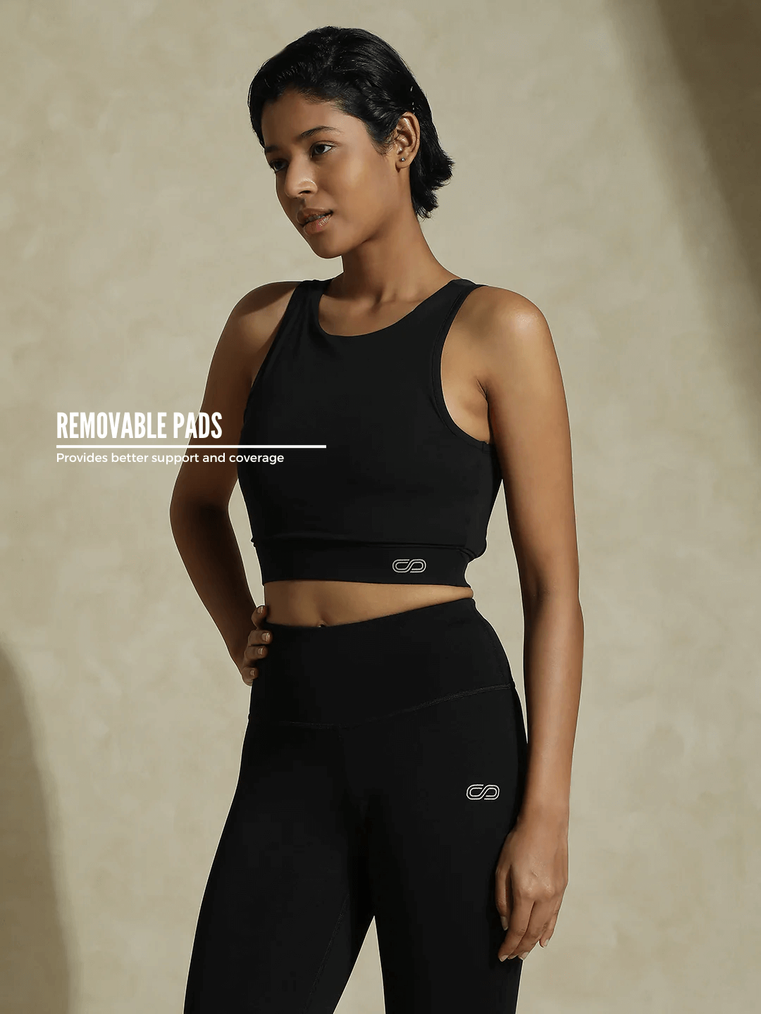 Shop-Padded Cross Back Crop Top Black