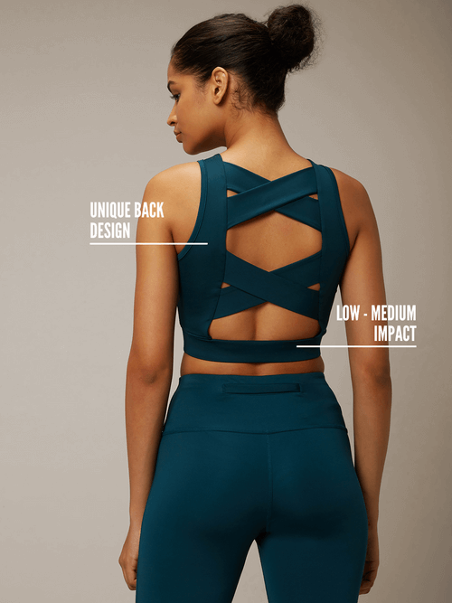Shop-Teal Padded Cross Back Crop Top & 7/8 Leggings