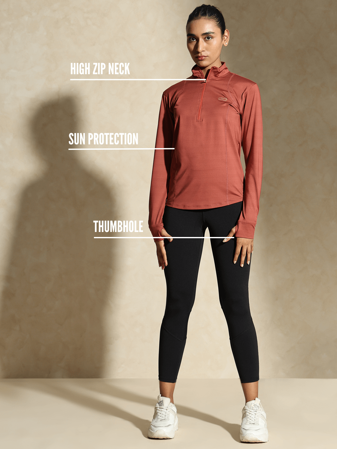 Shop-Women's Ath Runner Zip Neck Marsala