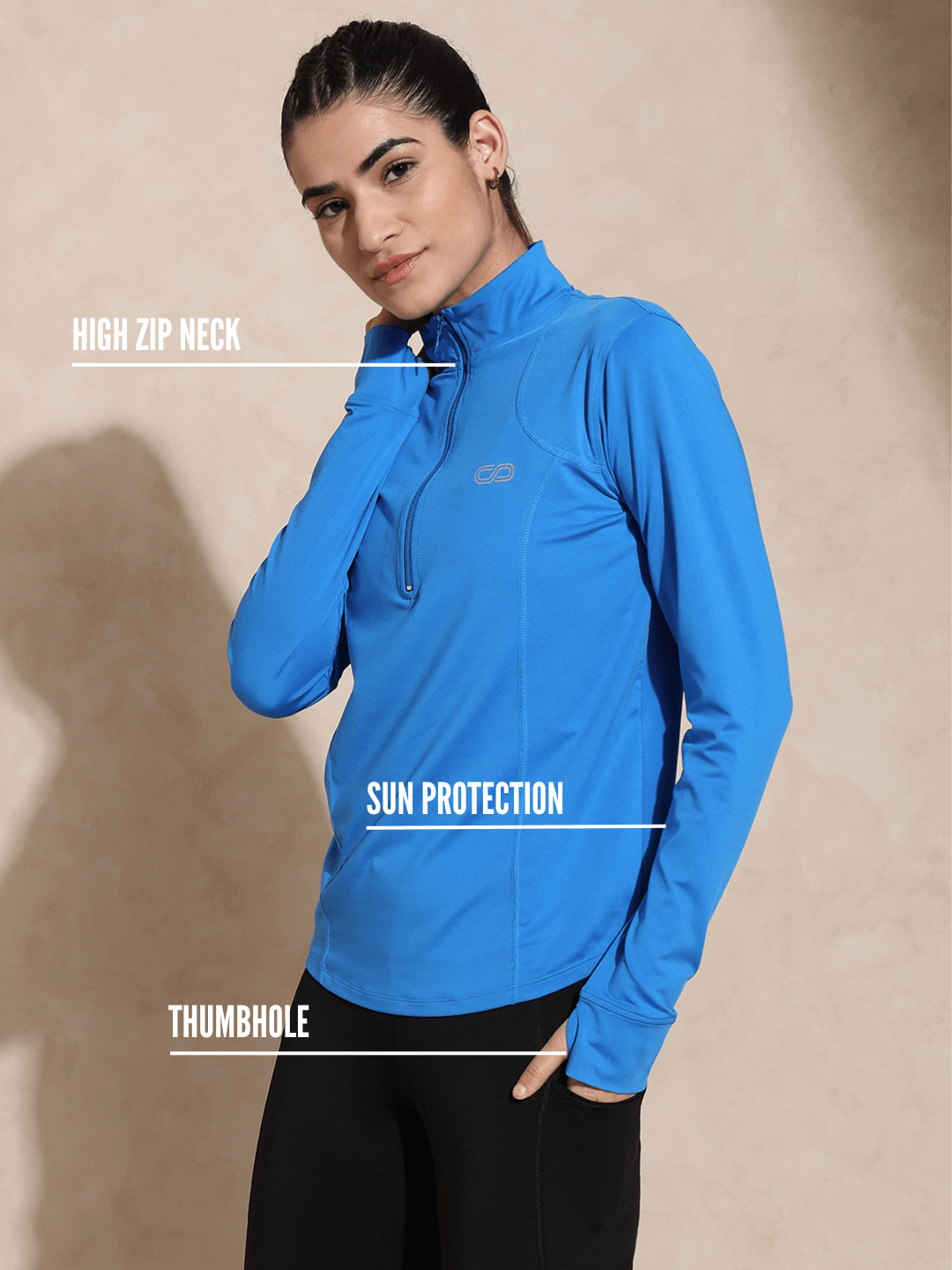 Shop-Women's Ath Runner Zip Neck Electric Blue
