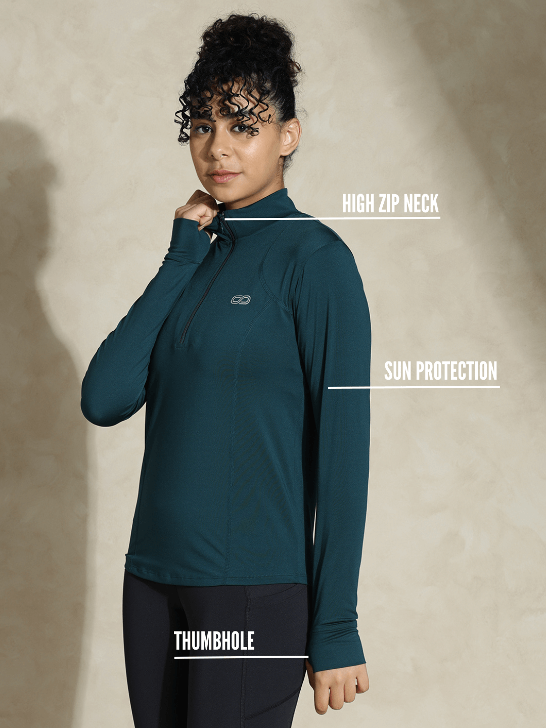 Shop-Women's Ath Runner Zip Neck Teal