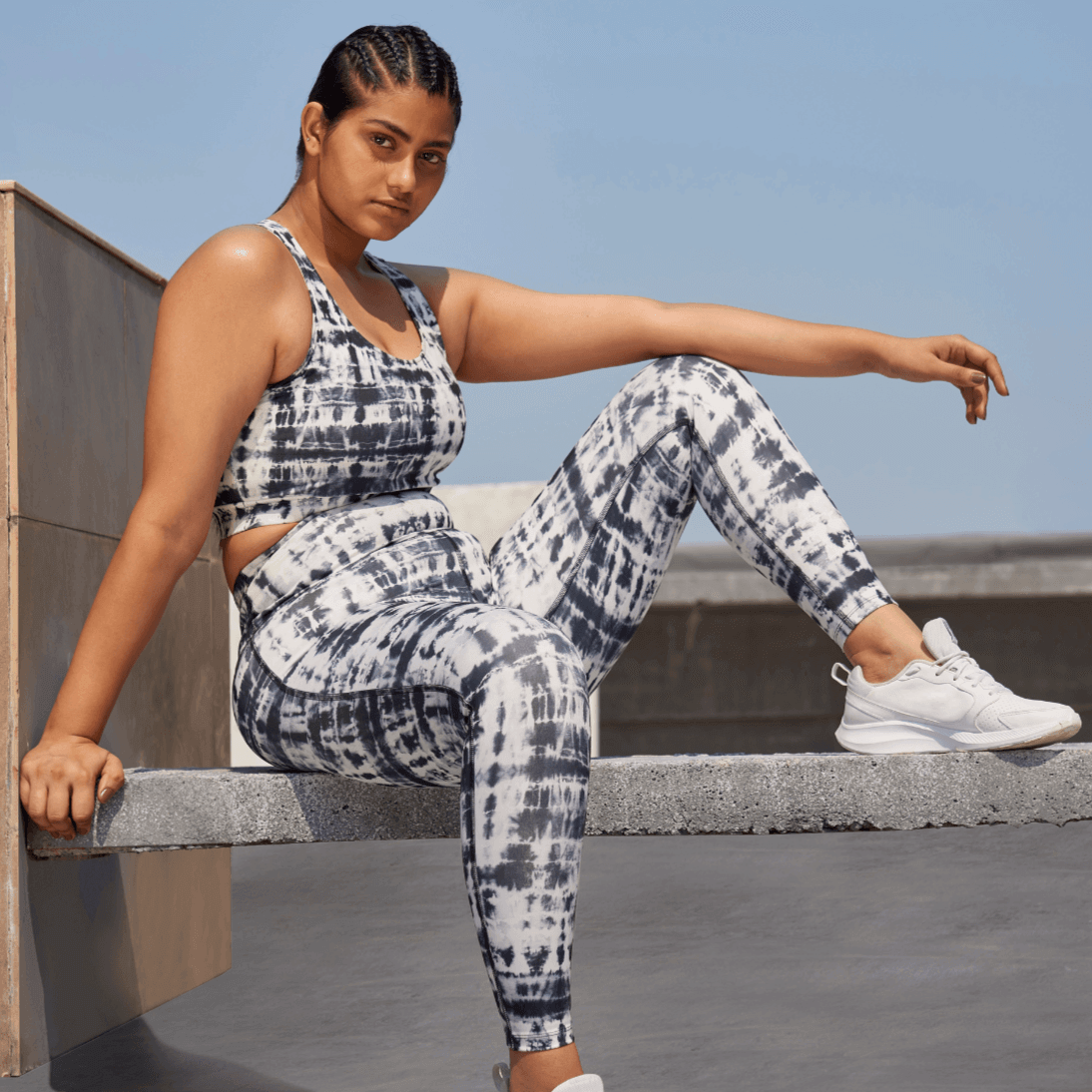 Shop-Black Shibori Luxe Crop Top & Leggings