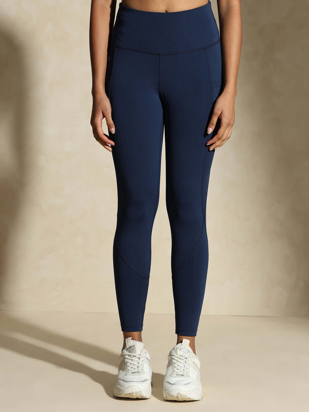 Navy Keyhole Back Crop Top with Clasp & Aura Leggings