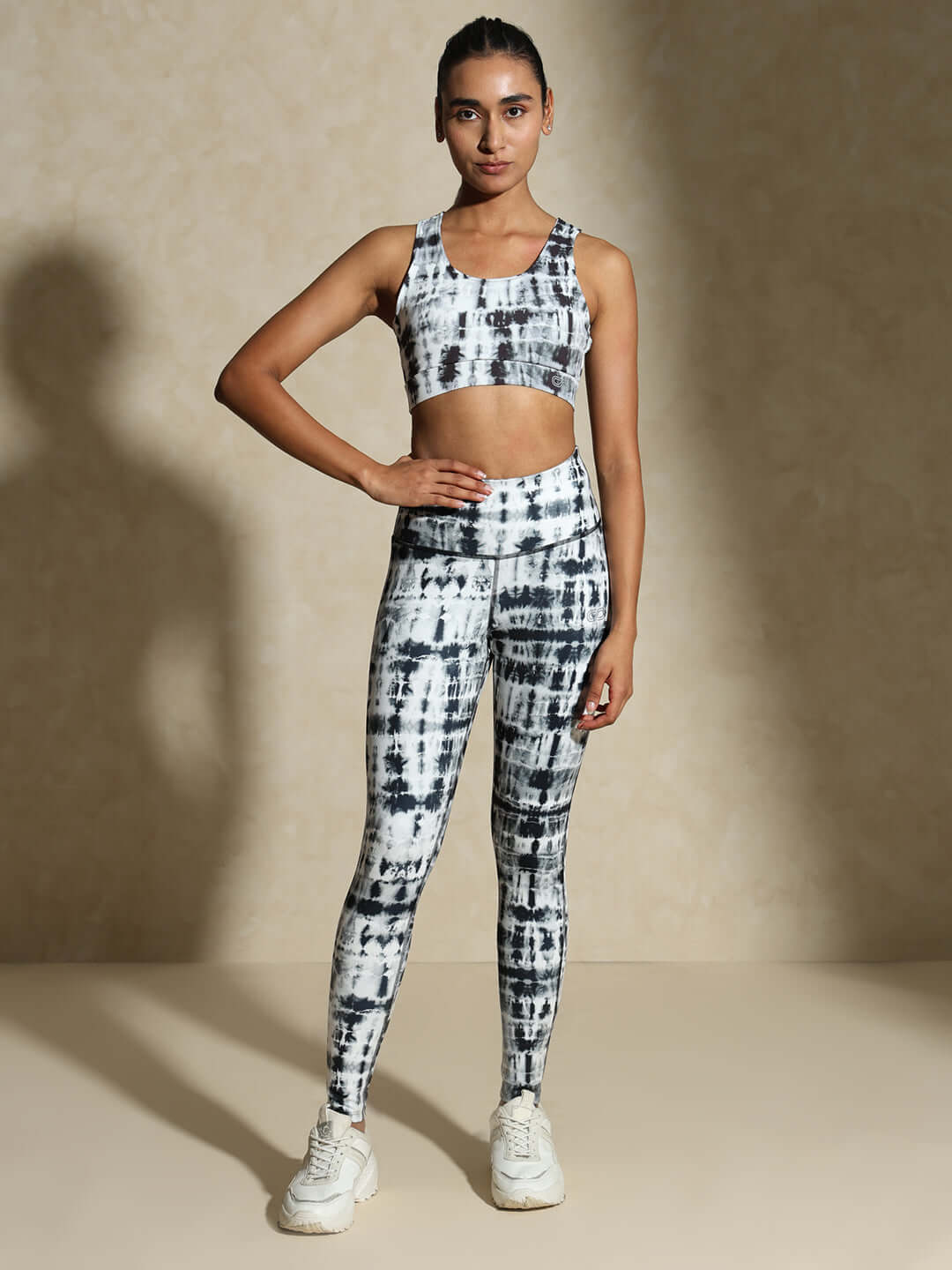 Shop-Black Shibori Luxe Crop Top & Leggings