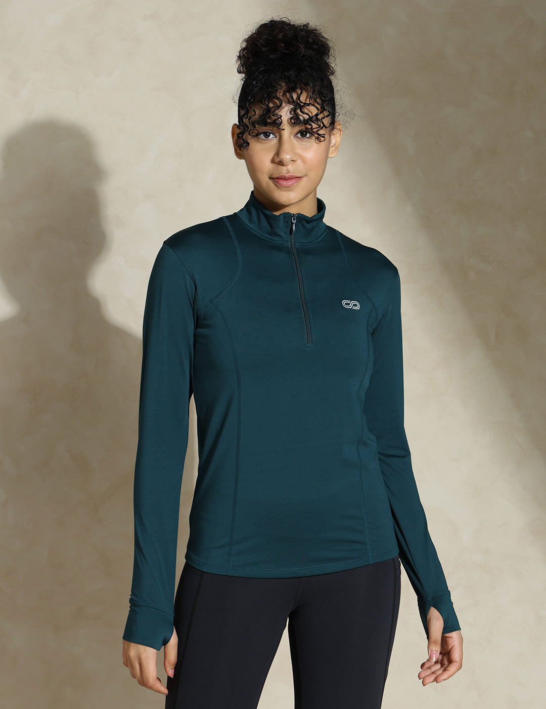 Shop-Women's Ath Runner Zip Neck Deep Teal
