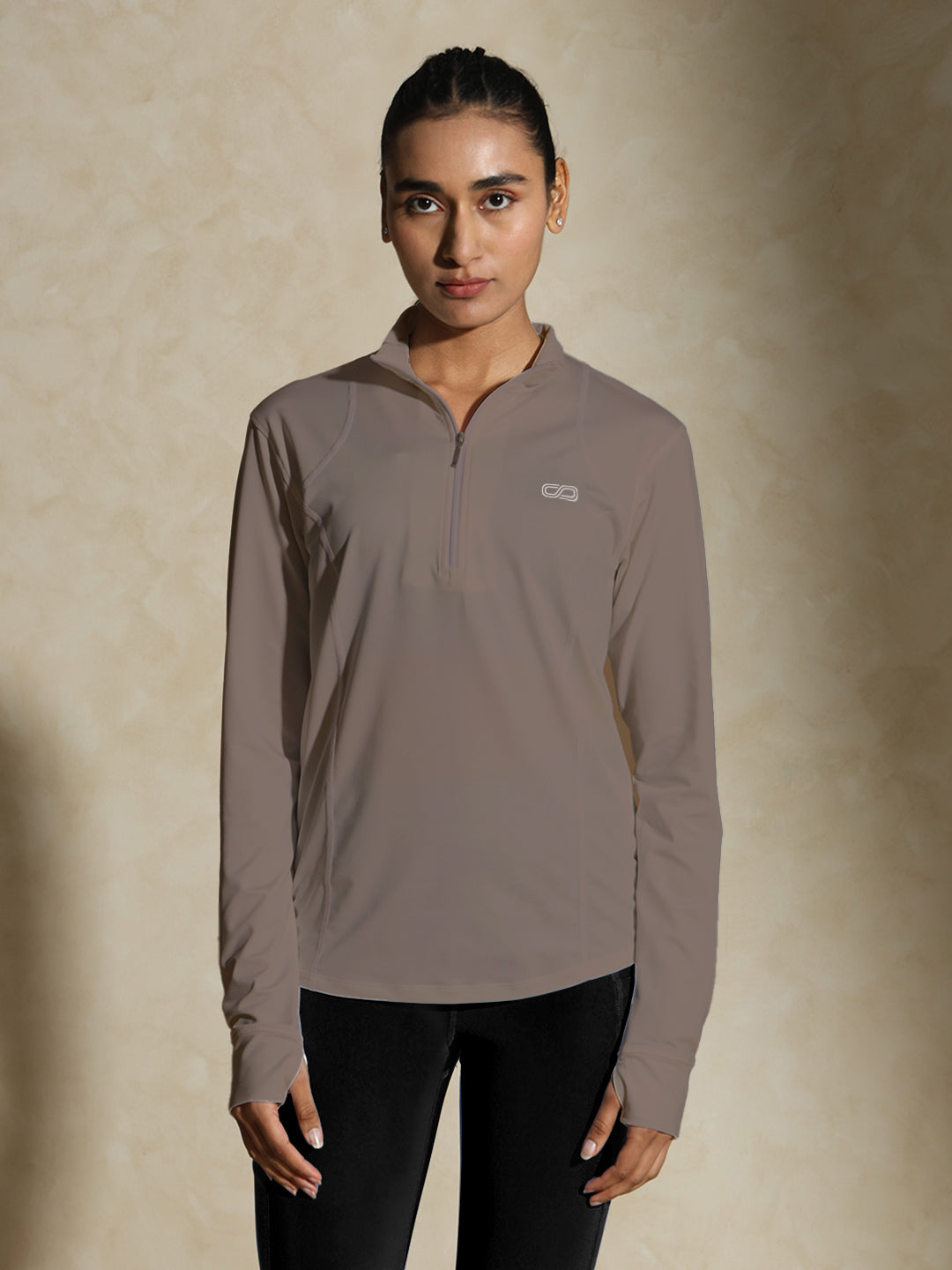 Shop-Women's Ath Runner Zip Neck Mocha Muse