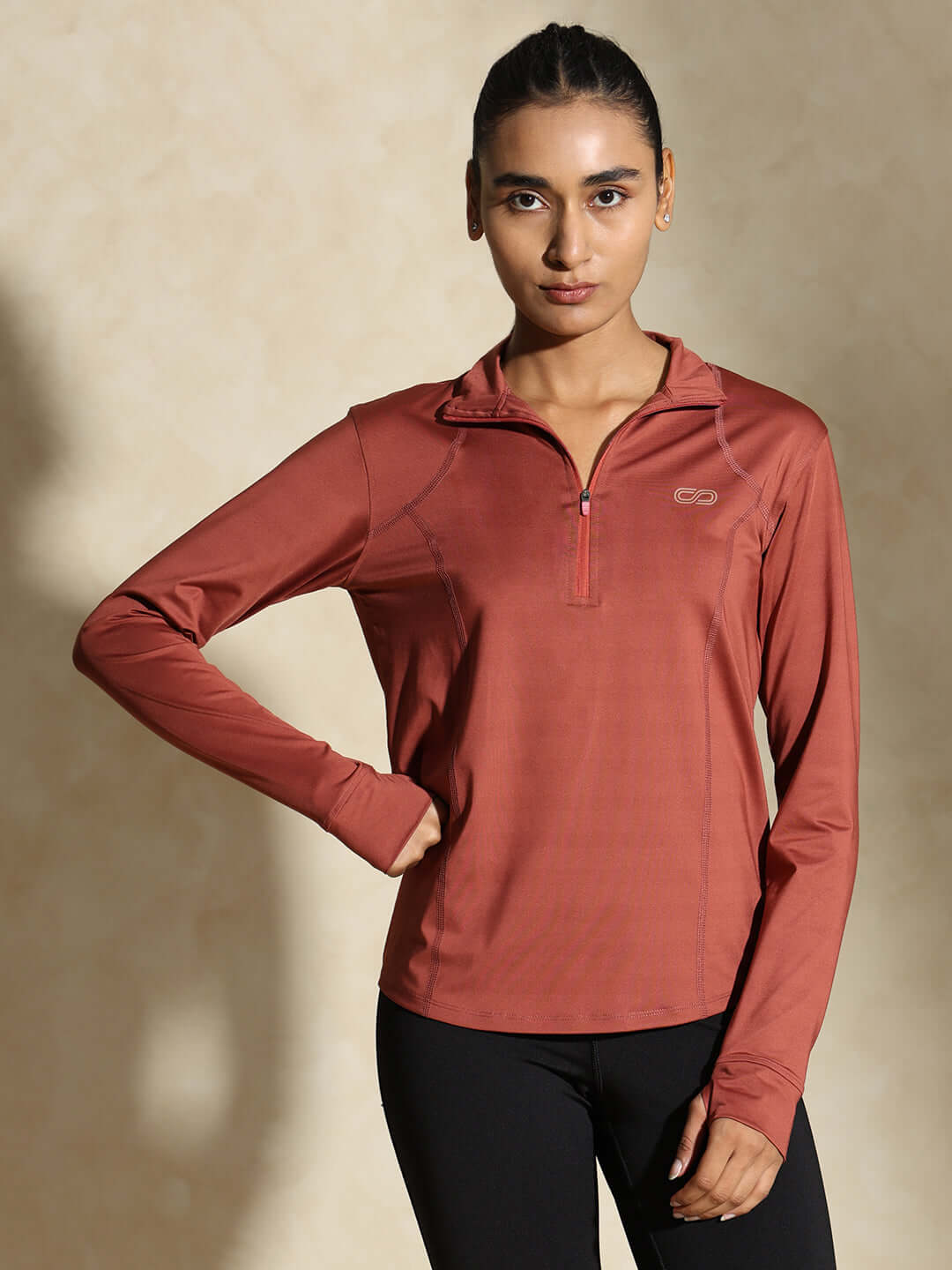 Shop-Women's Ath Runner Zip Neck Marsala