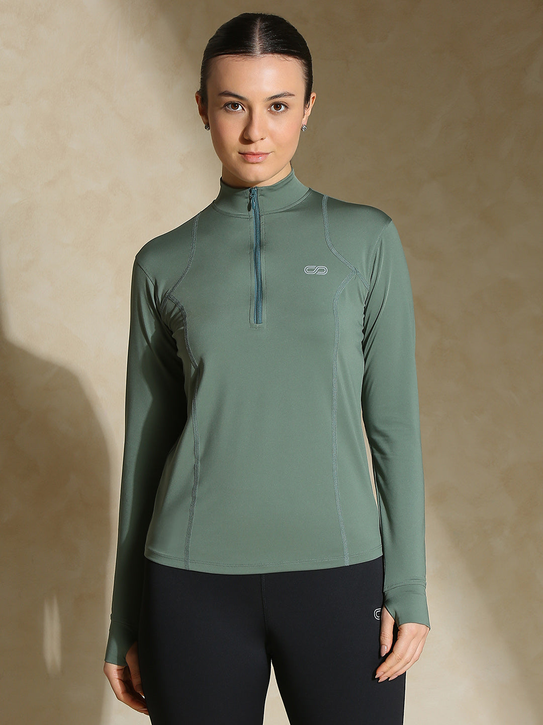 Shop-Women's Ath Runner Zip Neck Light Sage