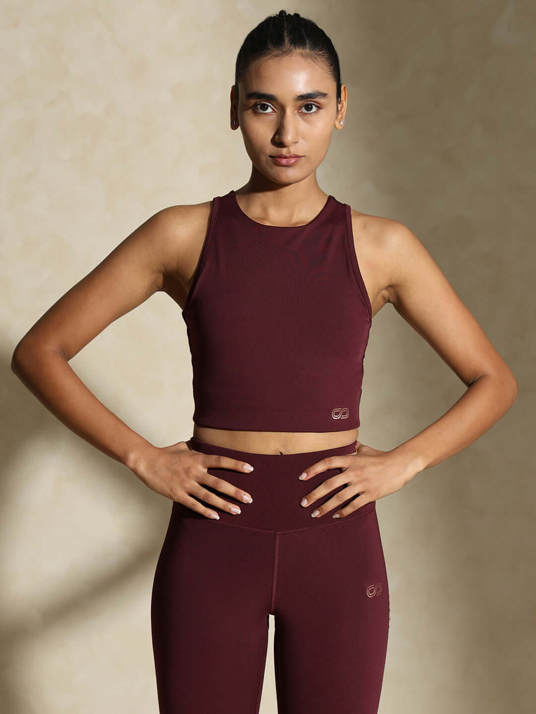 Shop-Plum Keyhole Back Crop Top with Clasp & 7/8 Leggings