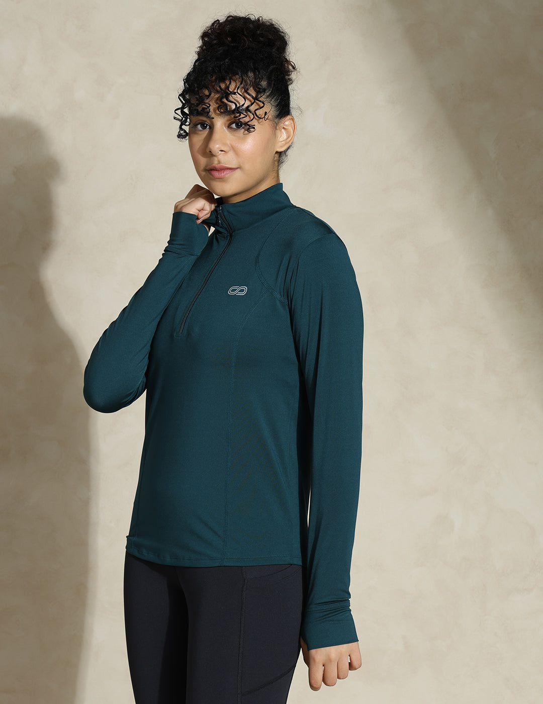 Shop-Women's Ath Runner Zip Neck Deep Teal