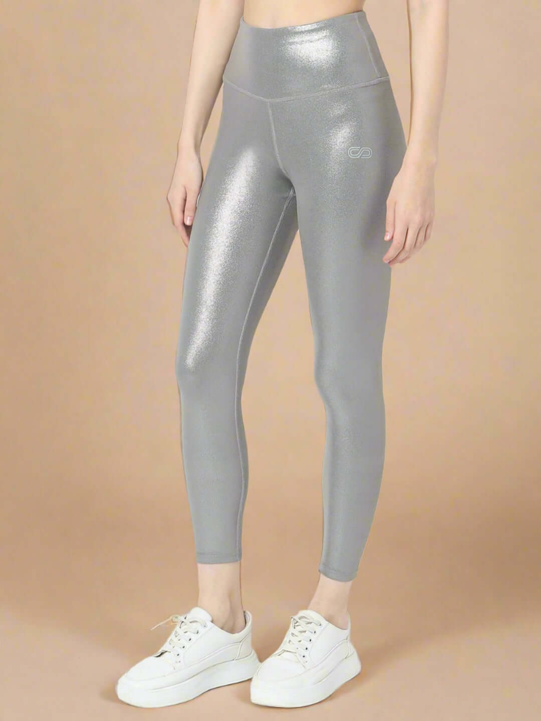 Shop-Gloss Shiny Grey High Impact Action Bra and Ath Track Leggings