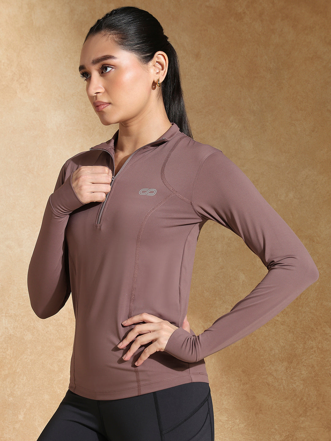 Shop-Women's Ath Runner Zip Neck Mocha Muse