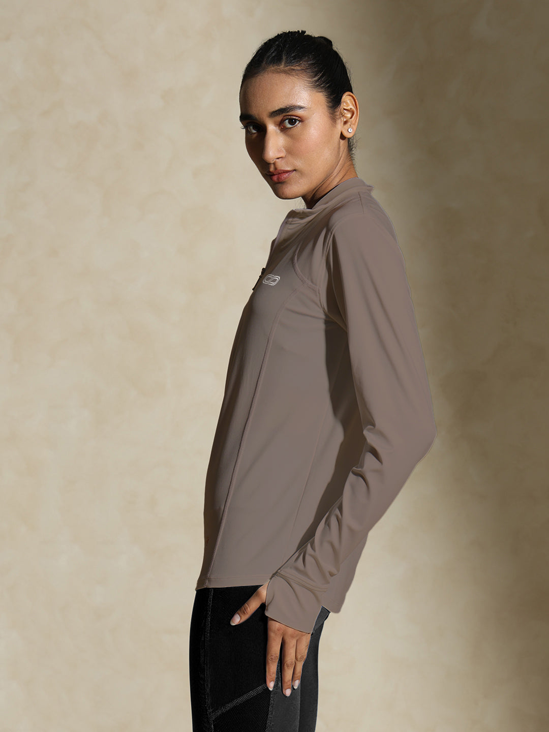 Shop-Women's Ath Runner Zip Neck Mocha Muse