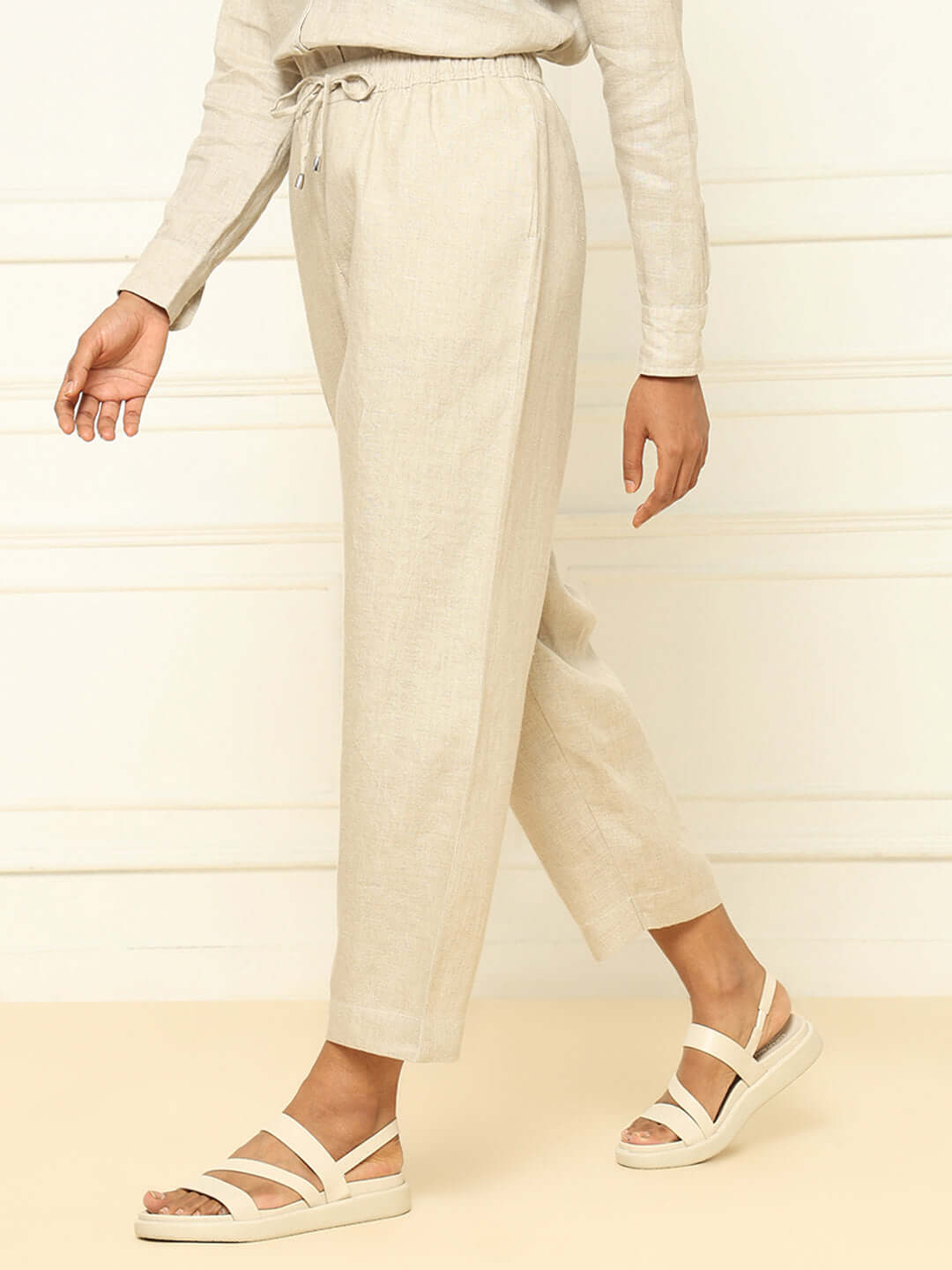Shop-Beige Linen Shirt & Tapered Pants