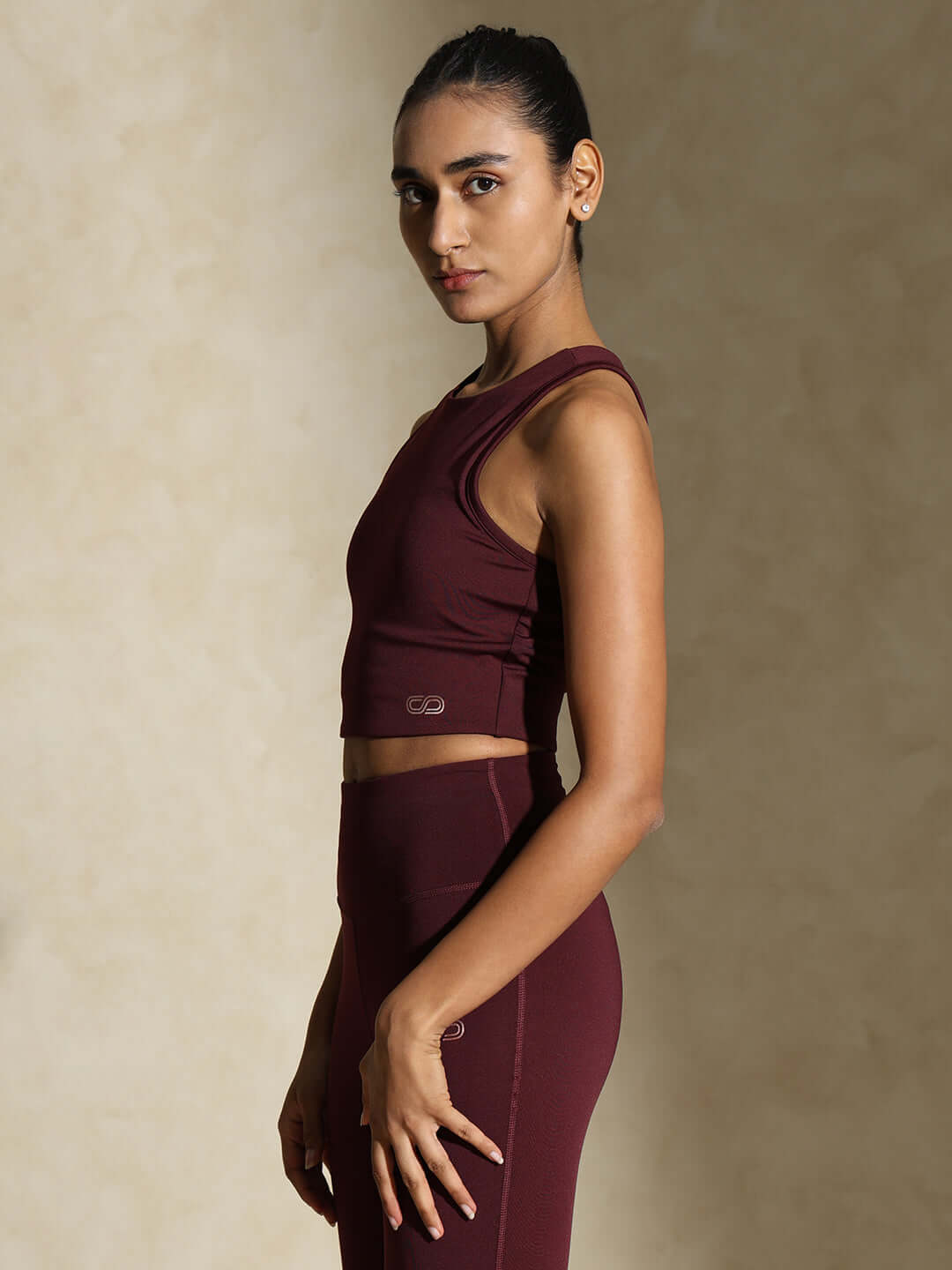 Keyhole Back Crop Top with Clasp Plum