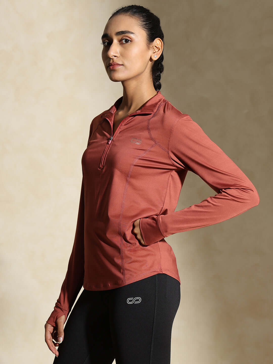 Women's Ath Runner Zip Neck Marsala