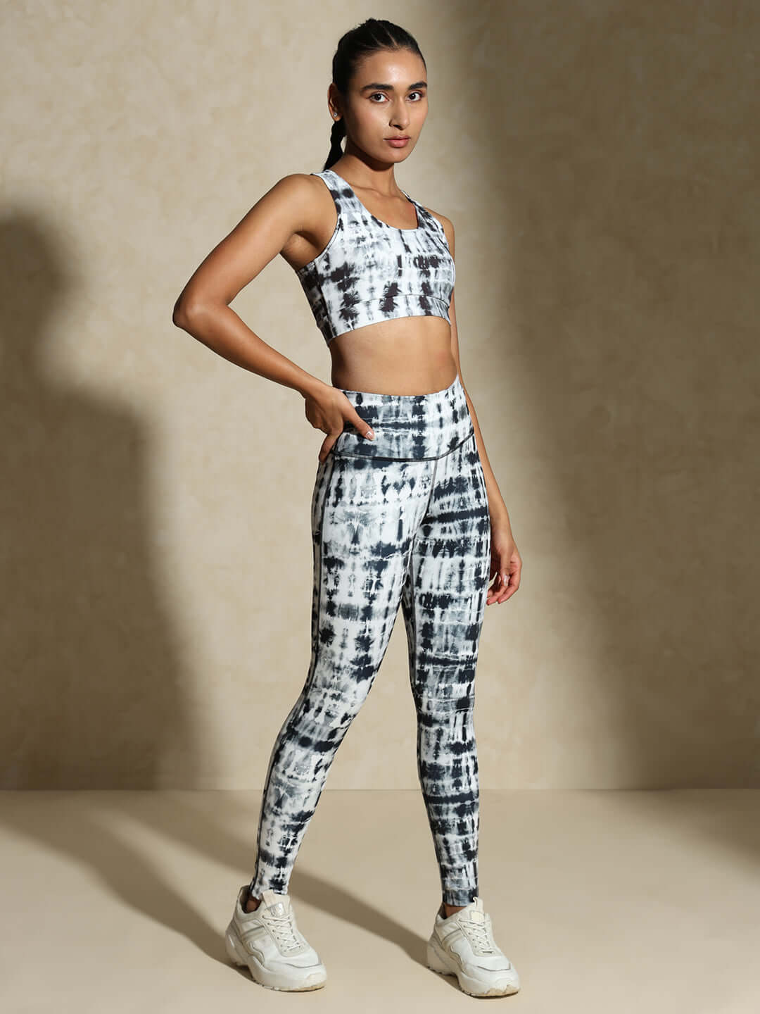 Shop-Black Shibori Luxe Crop Top & Leggings