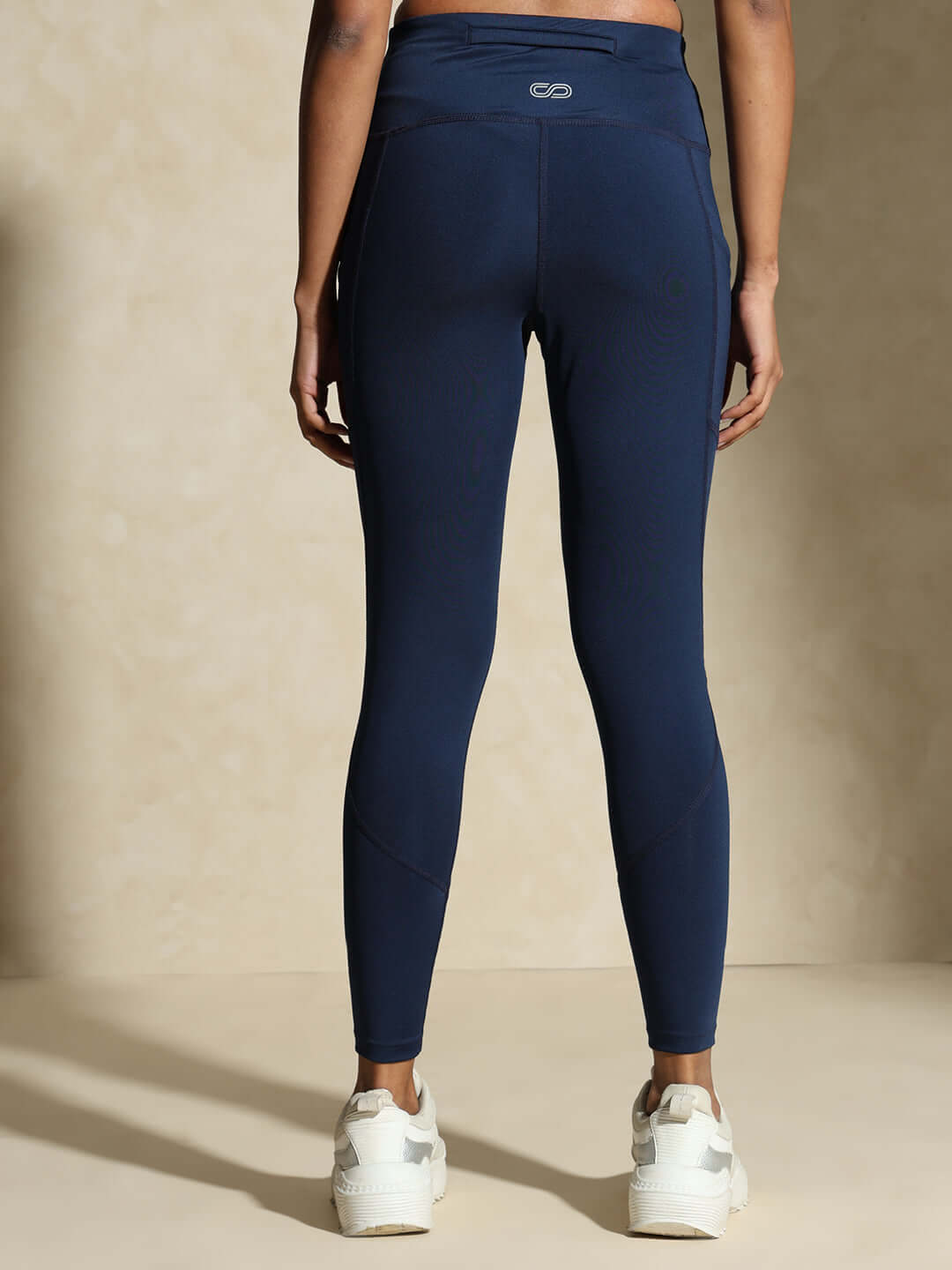 Navy Keyhole Back Crop Top with Clasp & Aura Leggings
