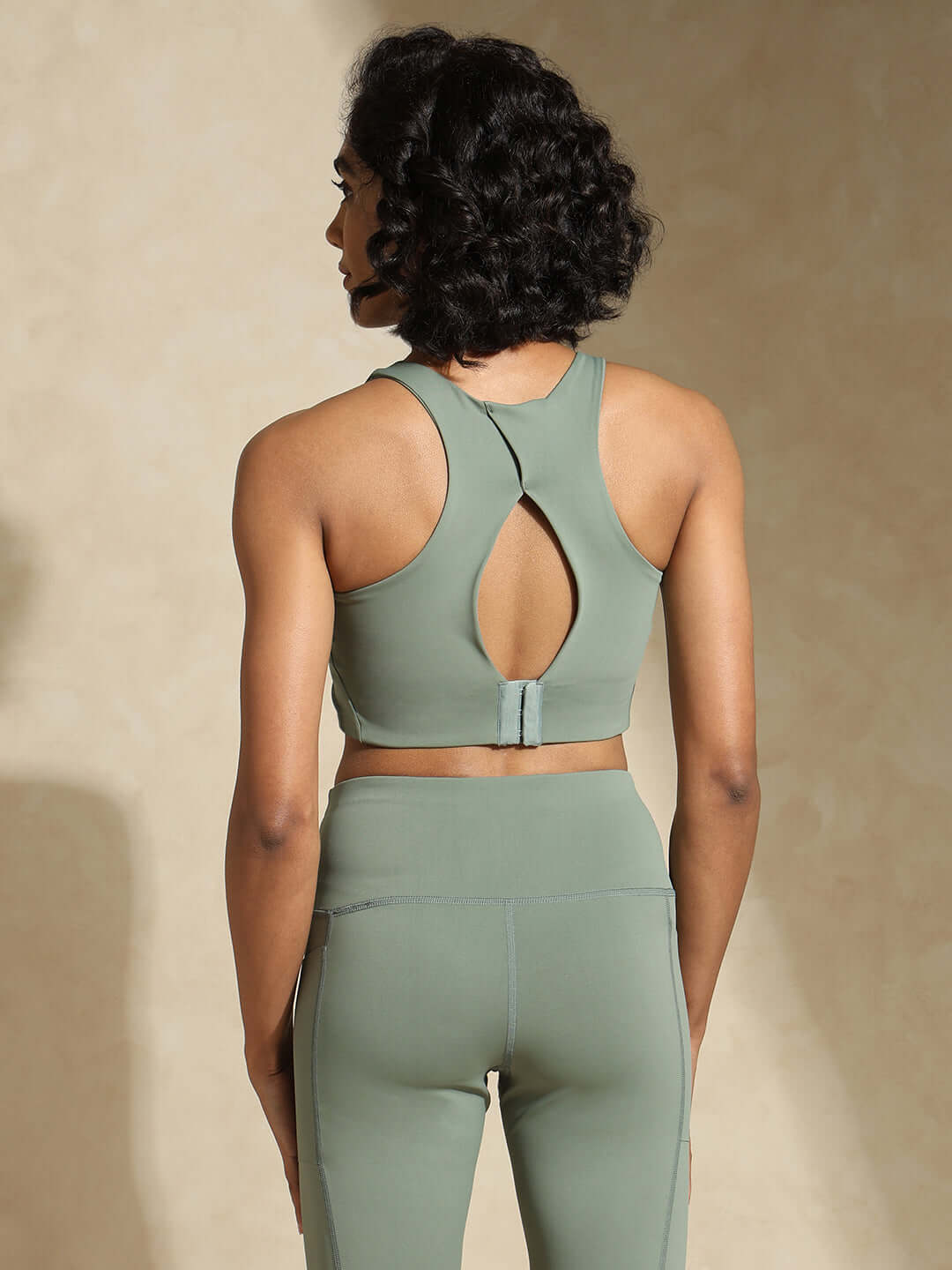 Shop-Light Sage High Impact Action Bra With Clasp & Aura Cycling Shorts