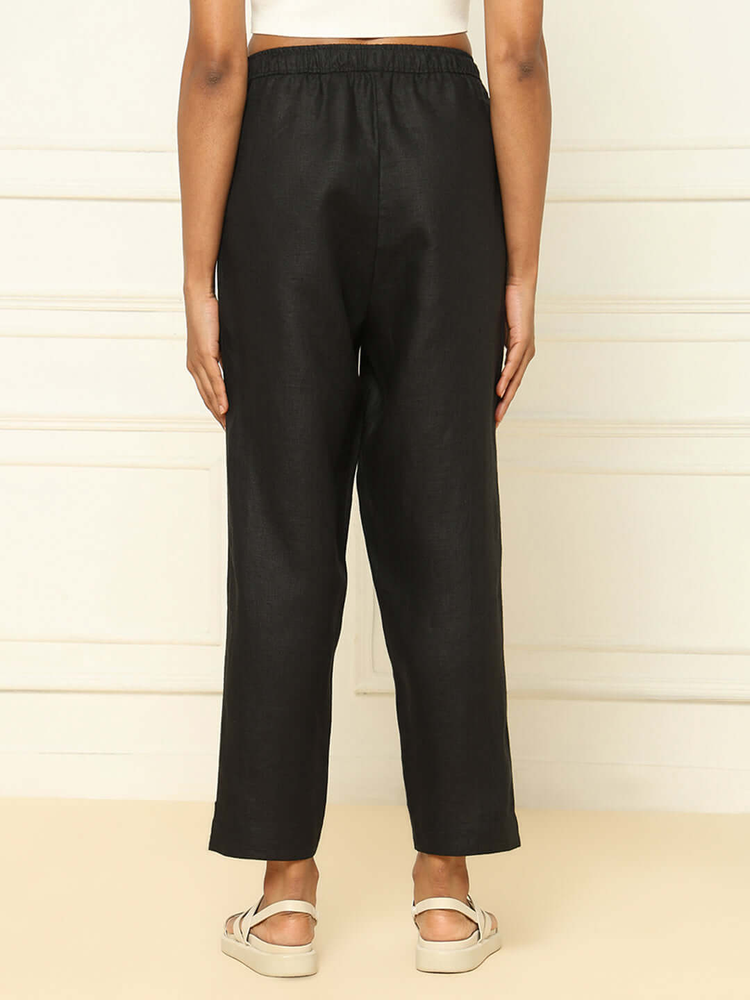 Shop-Black Linen Shirt & Tapered Pants