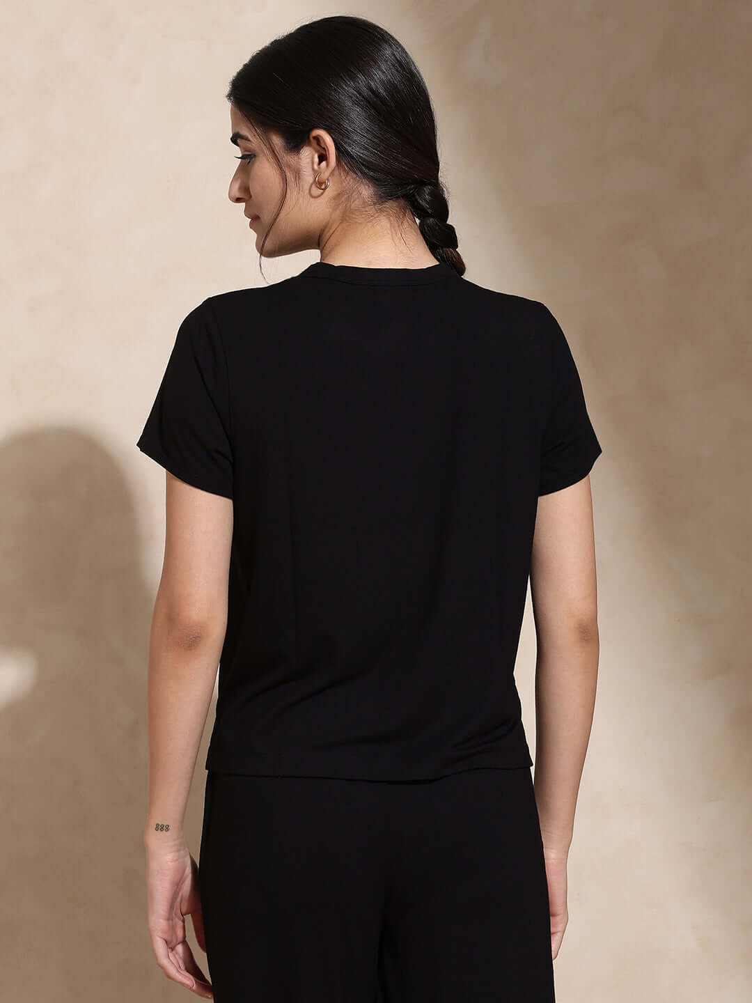 Shop-Zen Tee & Lounge Pants with Slit Black