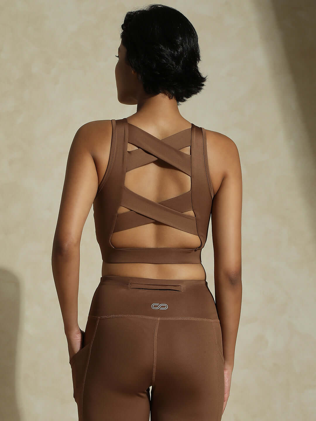 Shop-Women's Padded Cross Back Crop Top & Aura Leggings Waffle