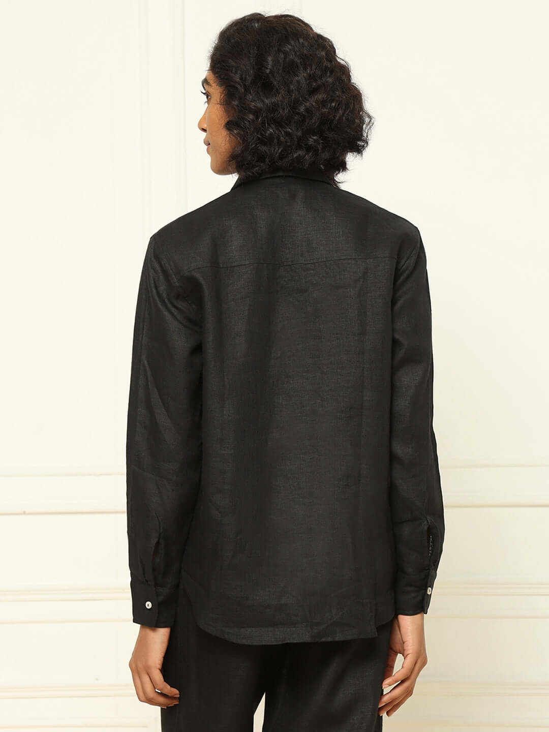 Shop-Black Linen Shirt & Tapered Pants