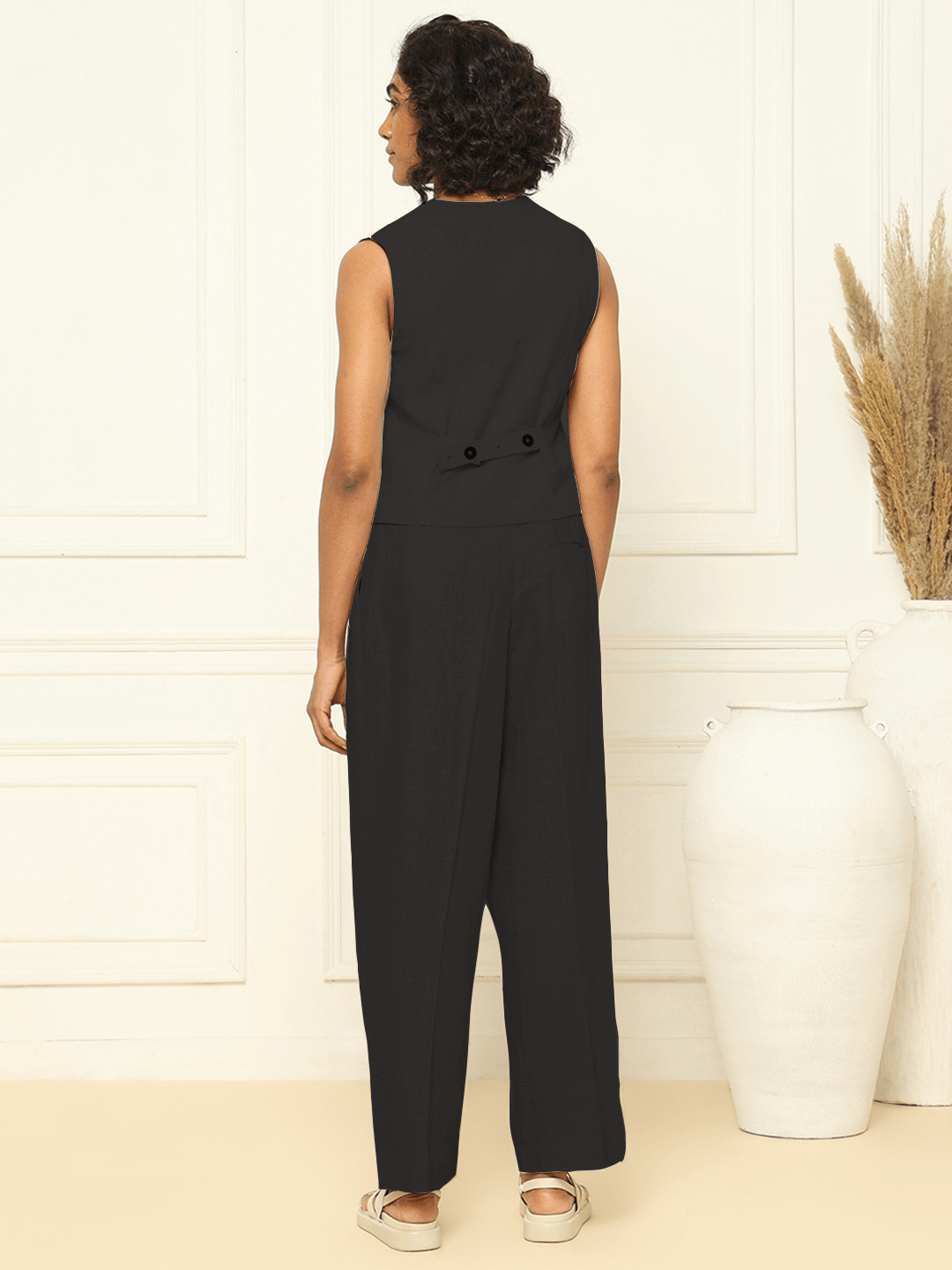 Shop-Black Linen Waistcoat & Trousers