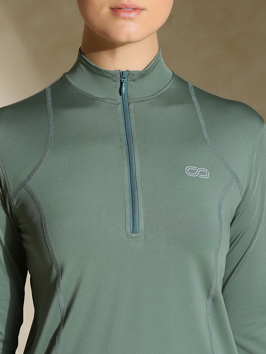 Shop-Women's Ath Runner Zip Neck Light Sage