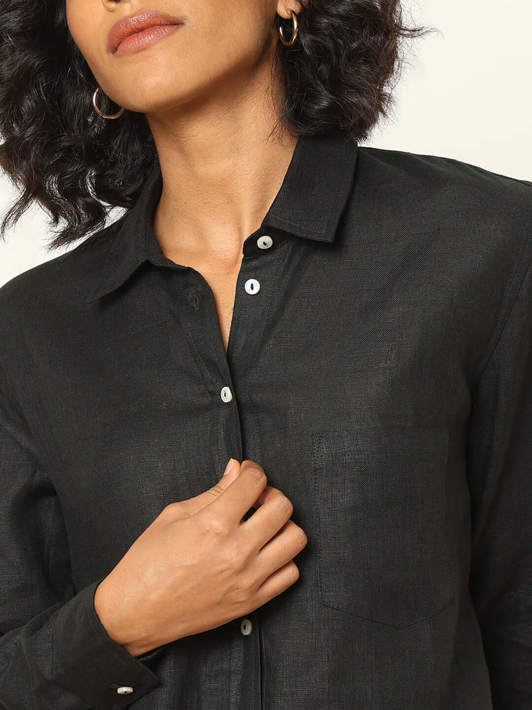 Shop-Black Linen Shirt & Tapered Pants