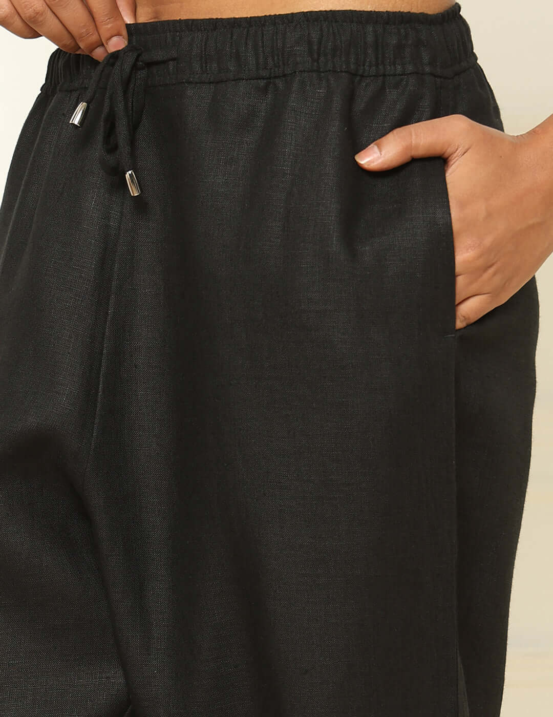 Shop-Black Linen Shirt & Tapered Pants