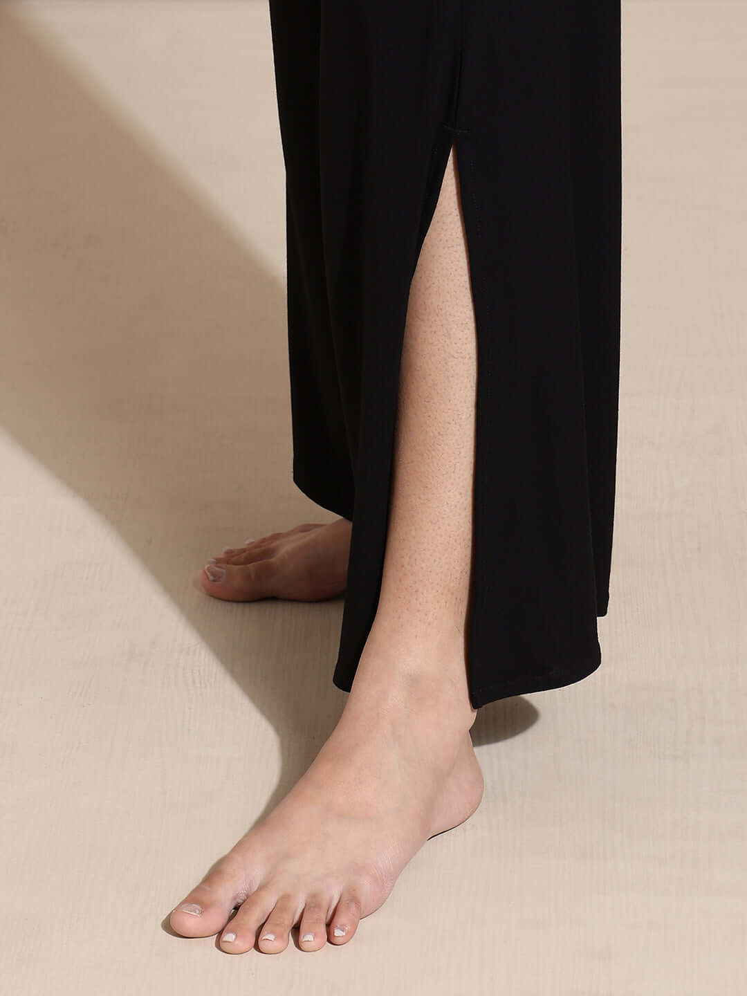 Shop-Zen Tee & Lounge Pants with Slit Black