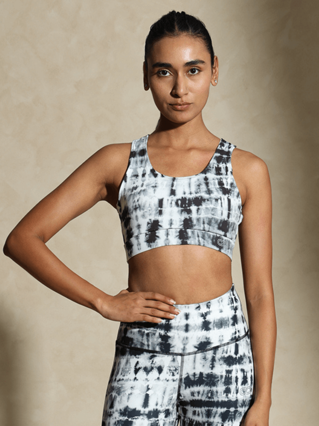 Shop-Black Shibori Luxe Crop Top & Leggings