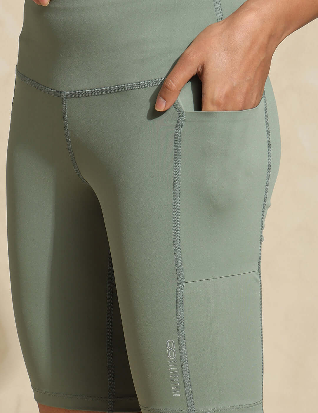 Shop-Light Sage High Impact Action Bra With Clasp & Aura Cycling Shorts