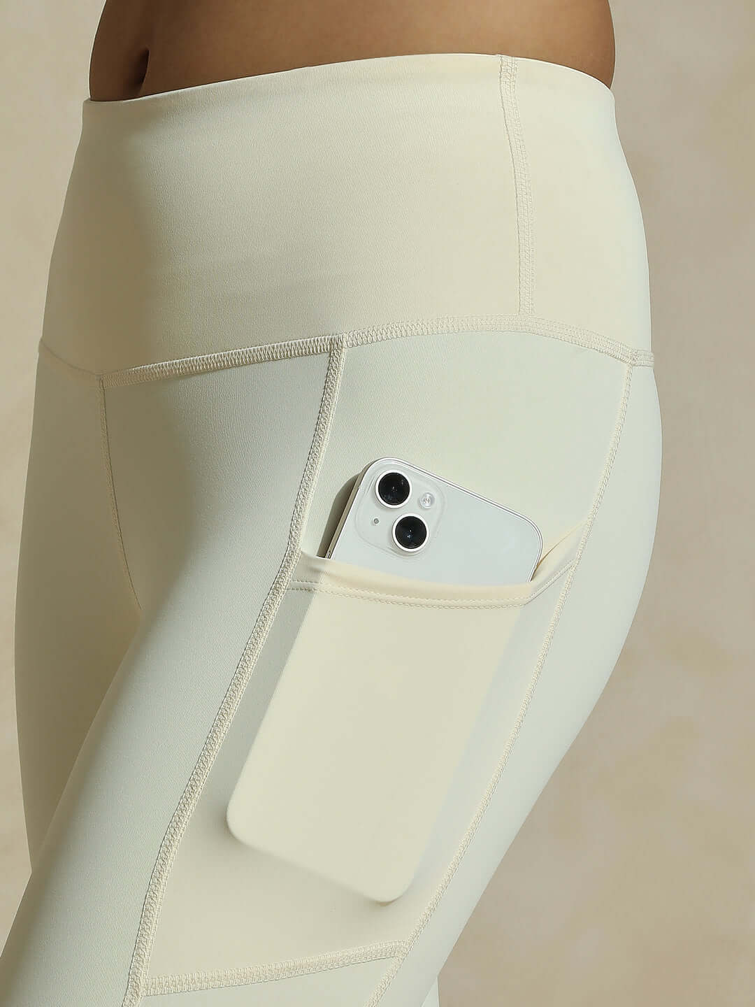Shop-Ecru Keyhole Back Crop Top with Clasp & Aura Leggings