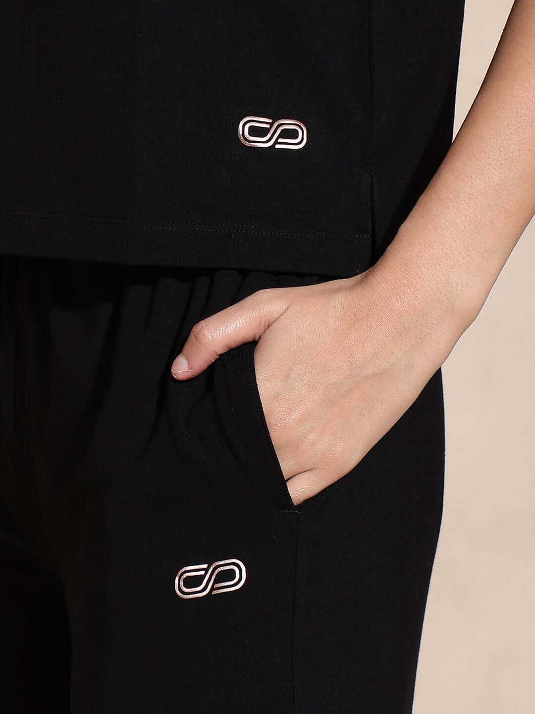 Shop-Zen Tee & Lounge Pants with Slit Black