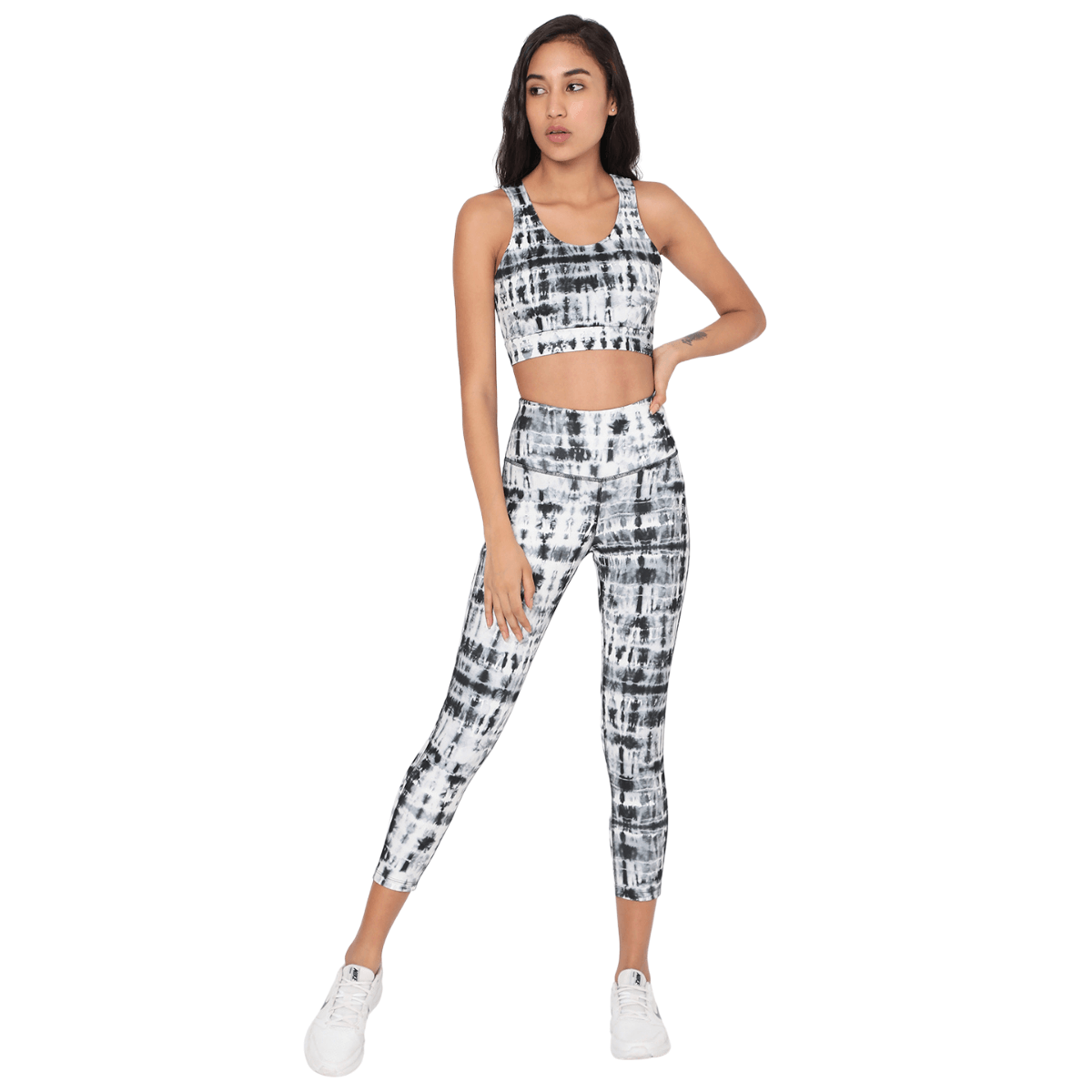 Shop-Black Shibori Luxe Crop Top & Leggings