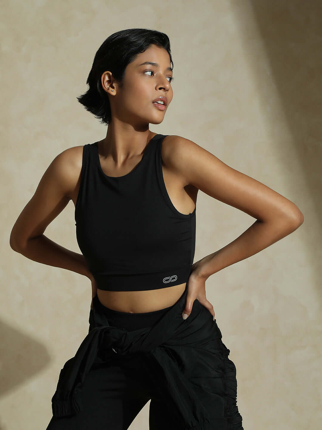 Shop-Padded Cross Back Crop Top Black