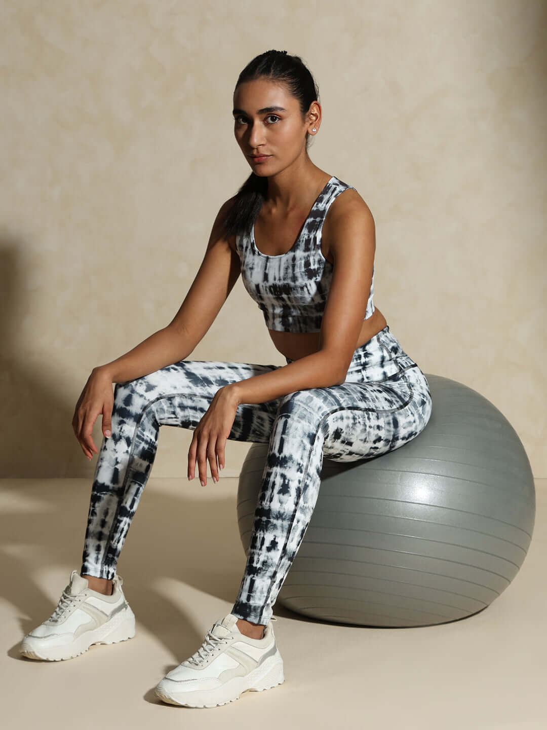 Shop-Black Shibori Luxe Crop Top & Leggings