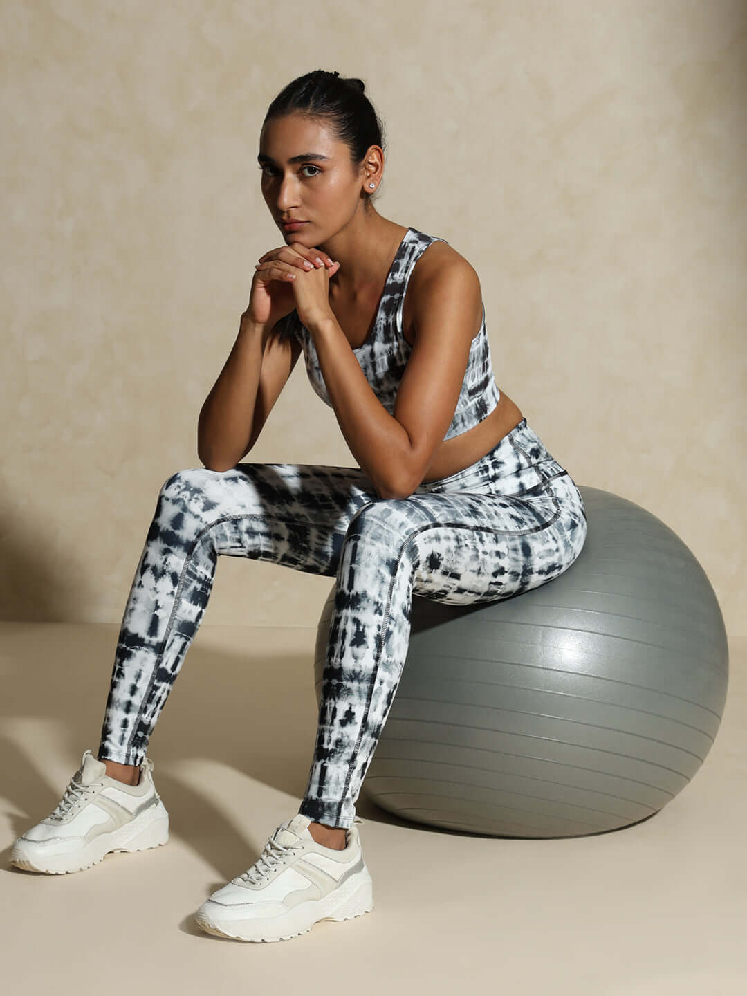 Shop-Black Shibori Luxe Crop Top & Leggings