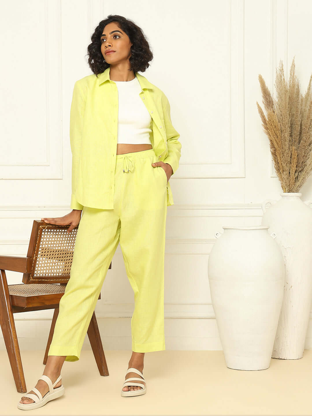 Shop-Lime Linen Shirt & Tapered Pants