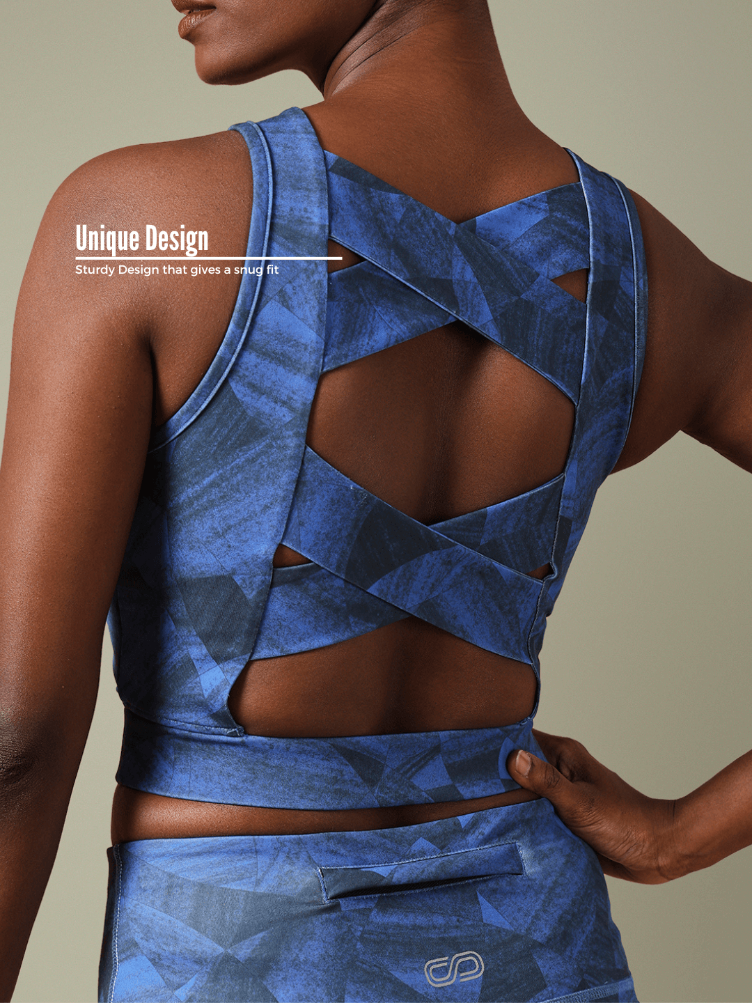 Padded Cross Back Stellar Blue Crop Top