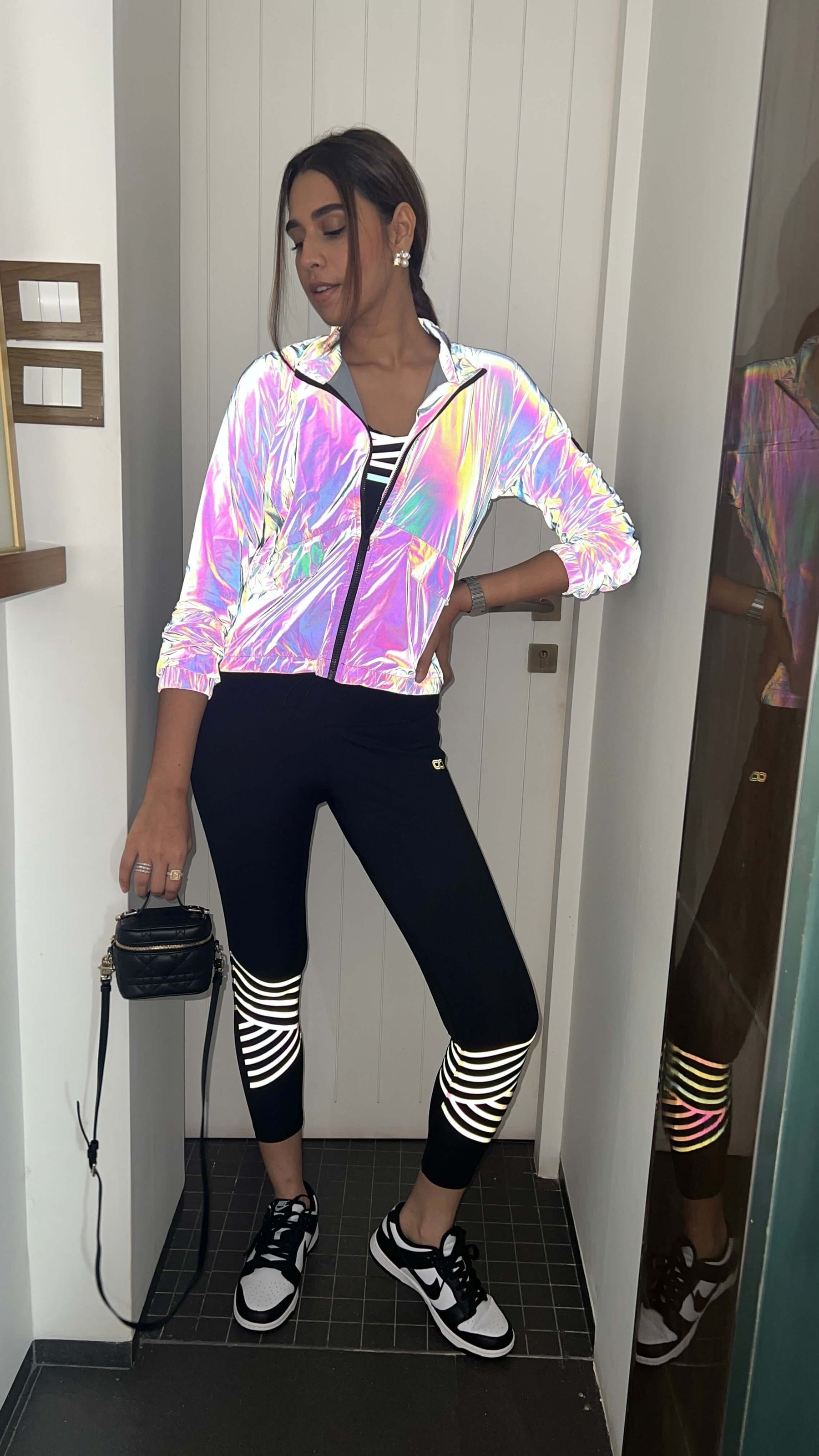Shop-Black Artemis Reflective Crop Top & Leggings