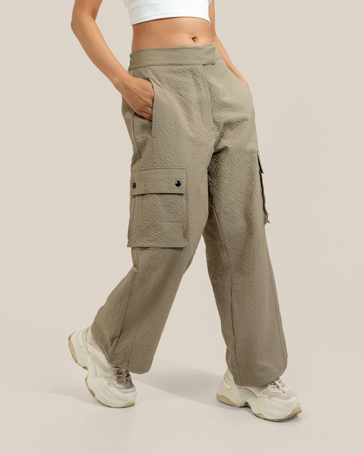 Shop-AeroTraq Cargo Pants Stone Beige